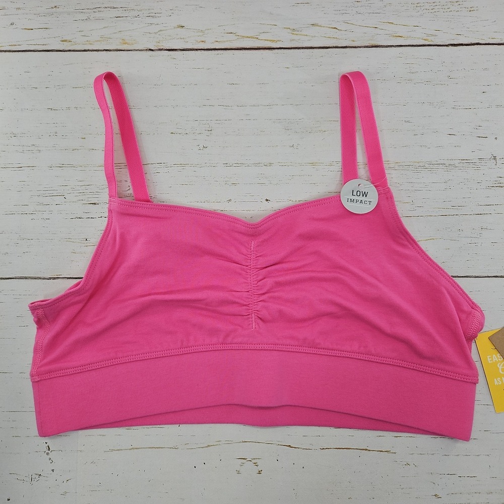 Duluth Trading Free Range Organic Cotton Bralette Bra Womens Medium Pink 72718